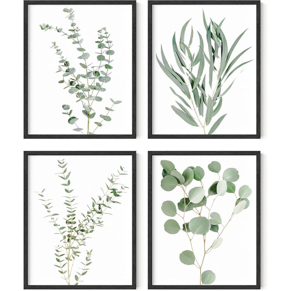 Botanical Plant Wall Art Prints - Set of 4 Plant Decor Prints, Floral Kitchen Pi